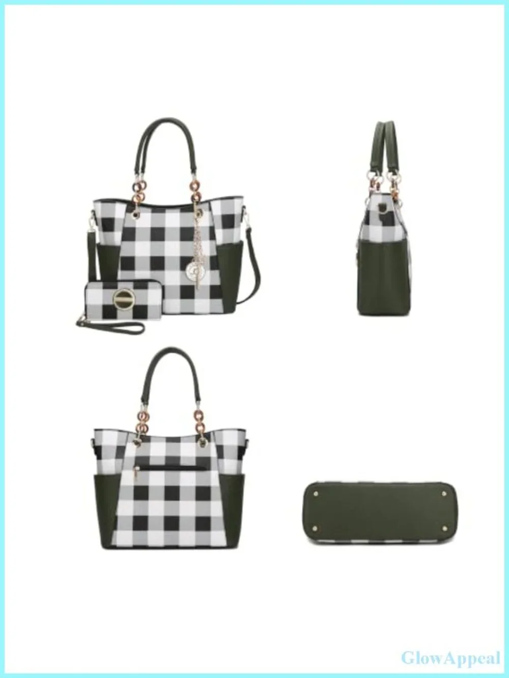 Vegan Leather Tote Bag Set with Wallet, Top Handle Purse, Adjustable Crossbody
